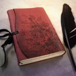 red leather journal